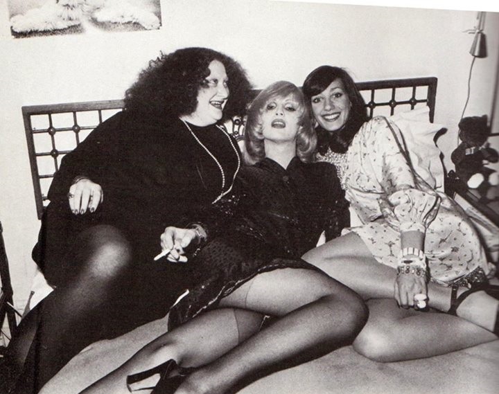 Candy Darling with Pat Ast and Marisa Berenson at Francesco Scavullo's Ash Wednesday Party